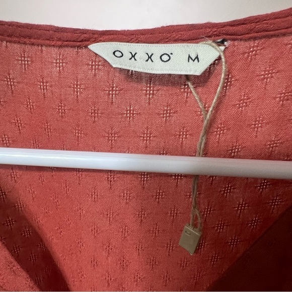 OXXO Burnt Orange Crepe Bell Sleeve Shirt Top Terra Rosa Coastal Cowgirl Sz Med - Picture 9 of 12